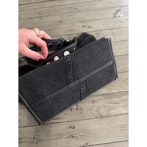 NEW 3.1 PHILLIP LIM Washed Black Denim Mini Market Tote Bag With Studs - Picture 11 of 11